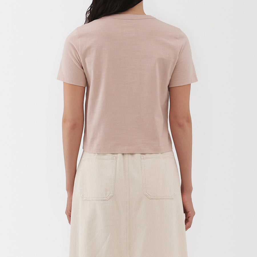 W's Slub jersey cropped crewneck S/Slv T-shirt (OS)WhiteXS