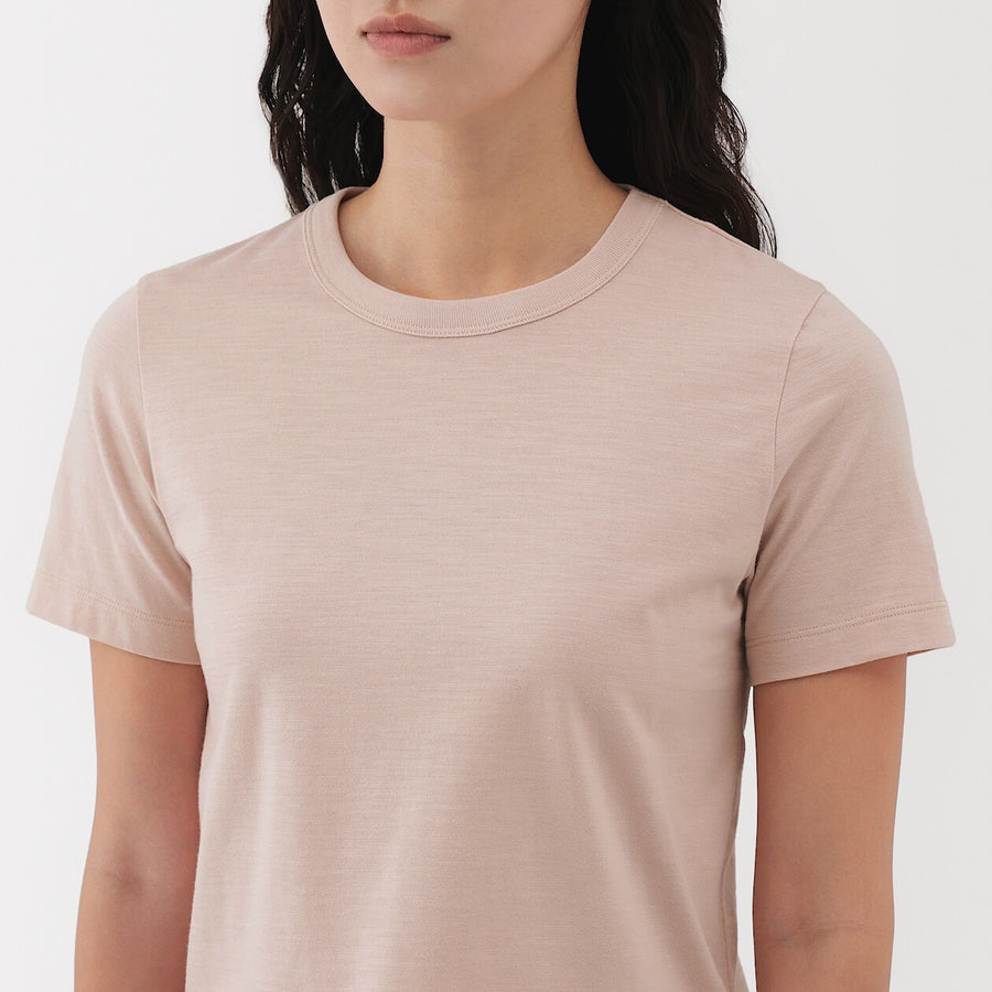 W's Slub jersey cropped crewneck S/Slv T-shirt (OS)WhiteXS