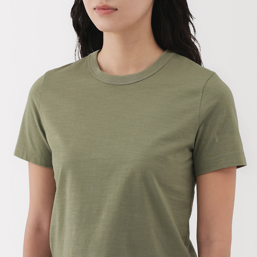 W's Slub jersey cropped crewneck S/Slv T-shirt (OS)WhiteXS