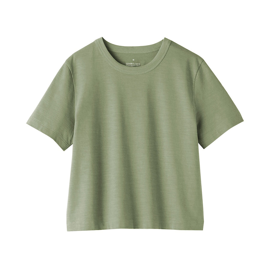 W's Slub jersey cropped crewneck S/Slv T-shirt (OS)WhiteXS