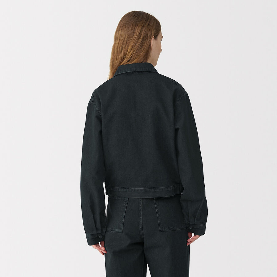 Women's washi blended denim trucker jacket Dark greyS