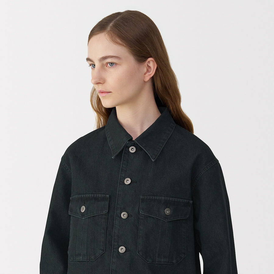 Women's washi blended denim trucker jacket Dark greyS