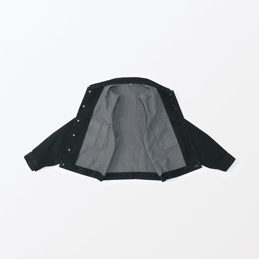 Women's washi blended denim trucker jacket Dark greyS