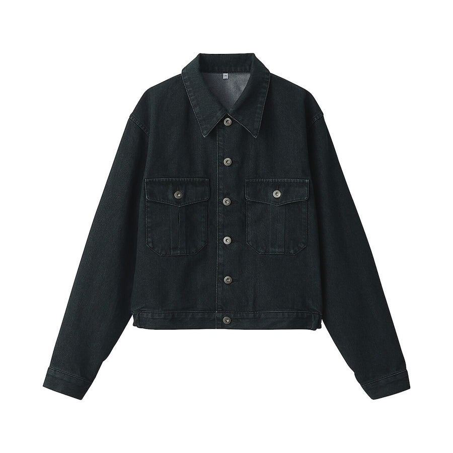 Women's washi blended denim trucker jacket Dark greyS