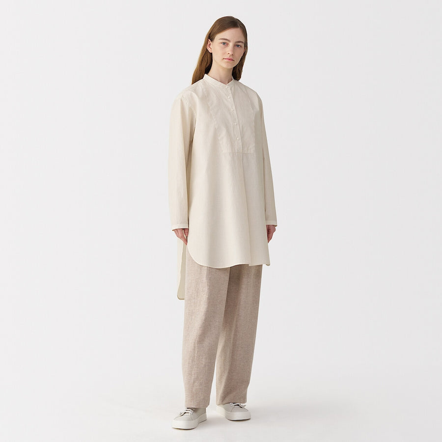 Women's silk blended long shirt WhiteS