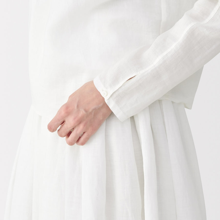 Women's ramie gathered blouse Off WhiteS