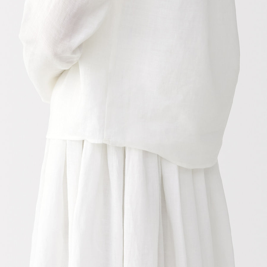 Women's ramie gathered blouse Off WhiteS