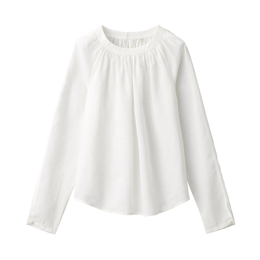 Women's ramie gathered blouse Off WhiteS