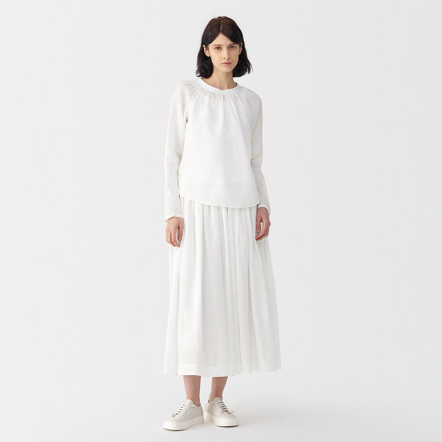 Women's ramie gathered blouse Off WhiteS
