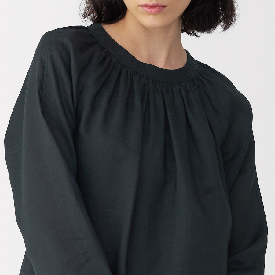 Women's ramie gathered blouse Off WhiteS