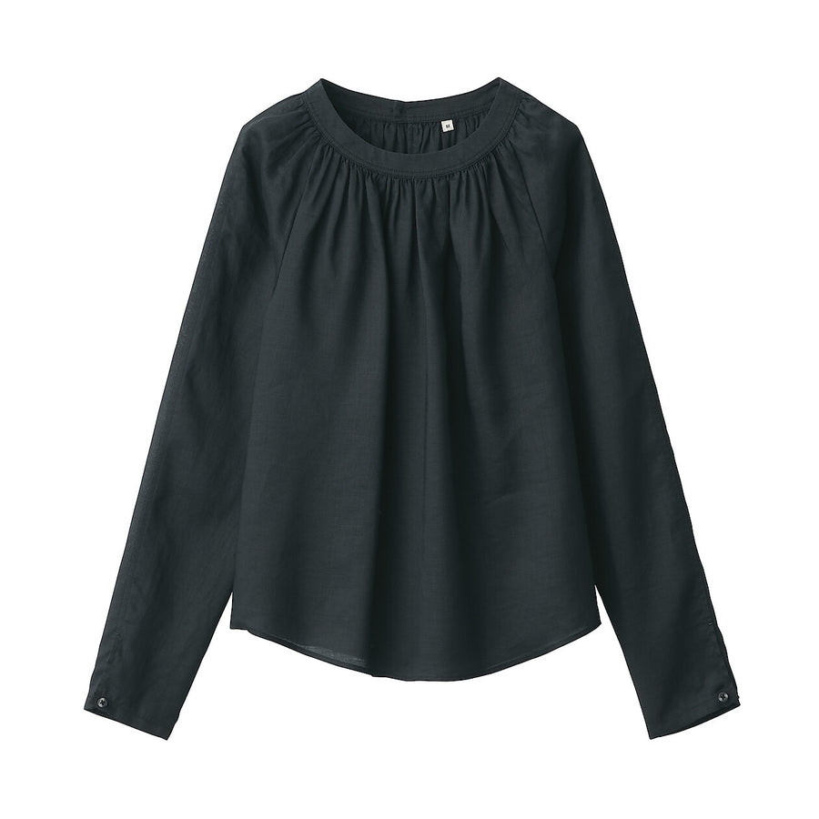 Women's ramie gathered blouse Off WhiteS
