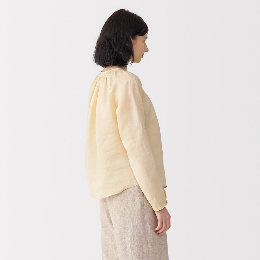 Women's ramie gathered blouse Off WhiteS