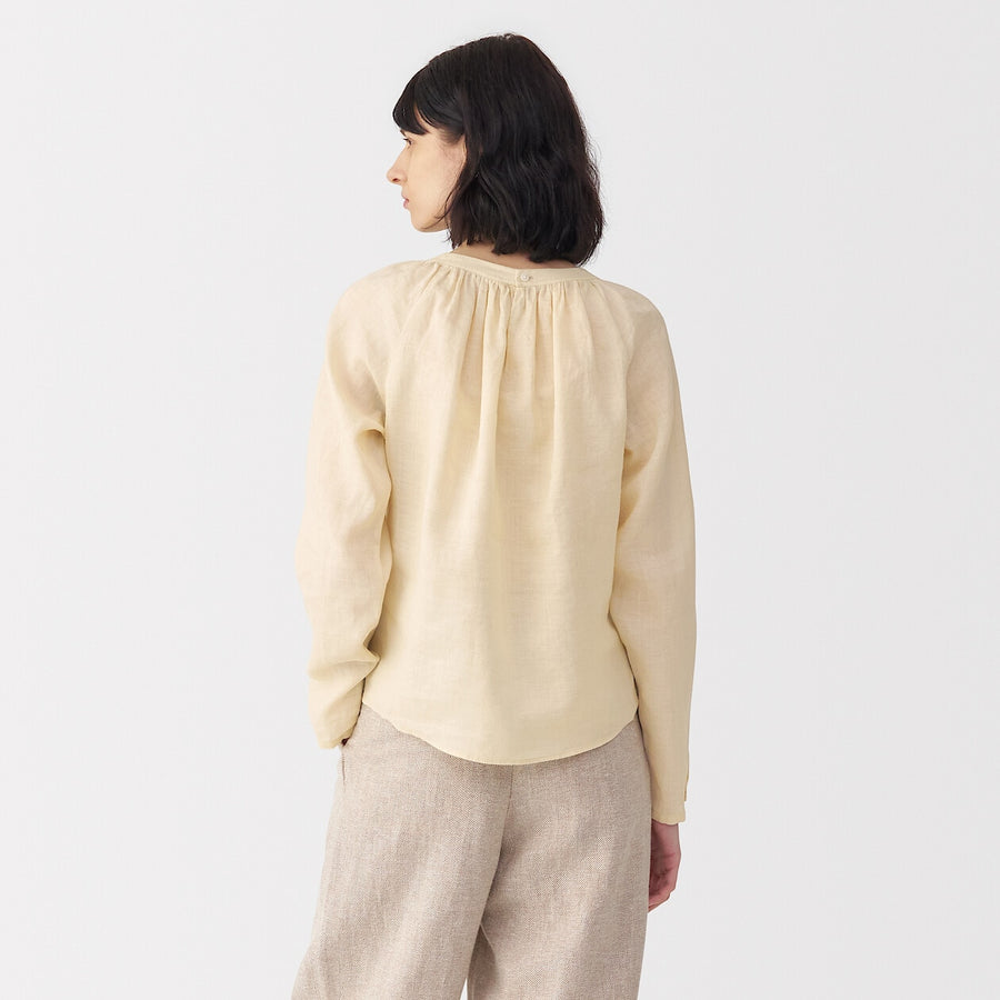 Women's ramie gathered blouse Off WhiteS