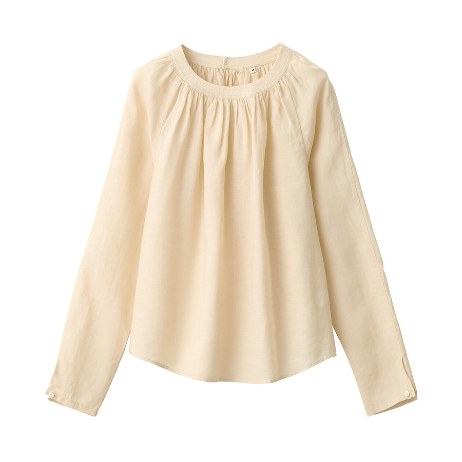 Women's ramie gathered blouse Off WhiteS