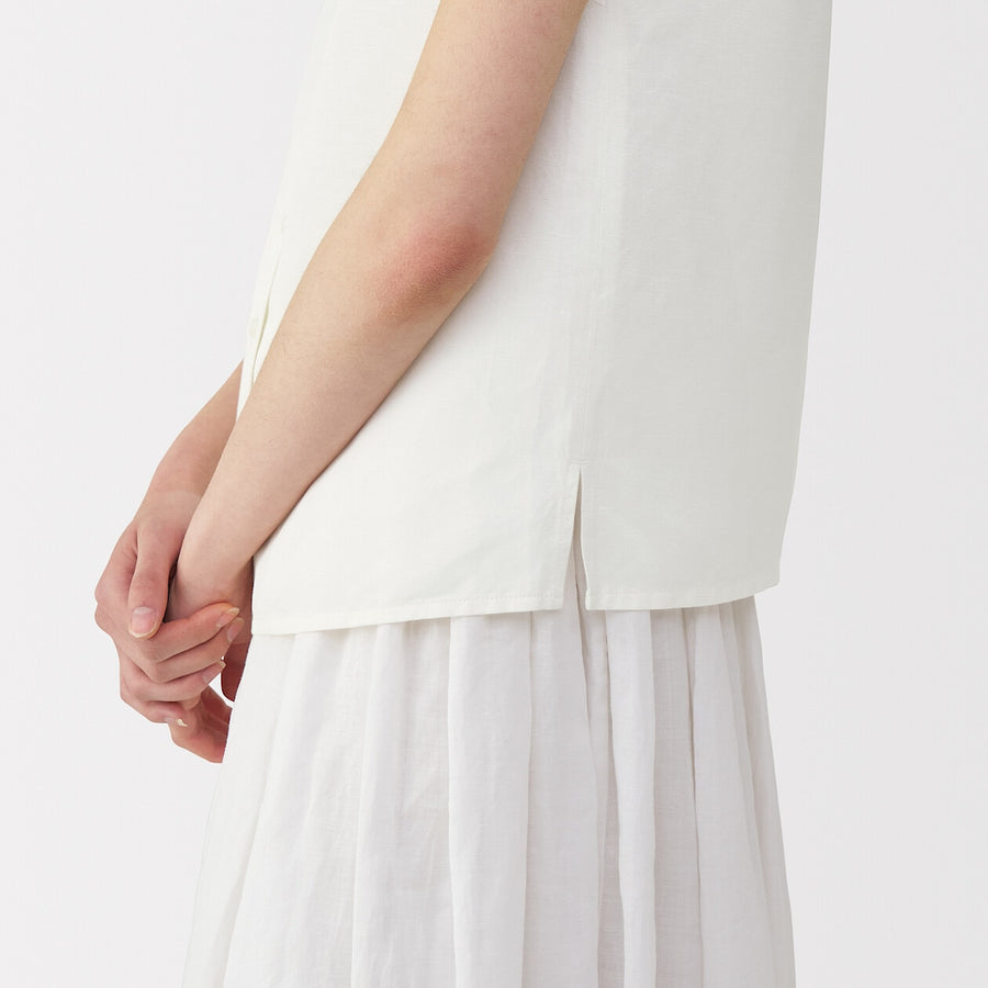 Women's linen silk sleeveless shirt Off WhiteS