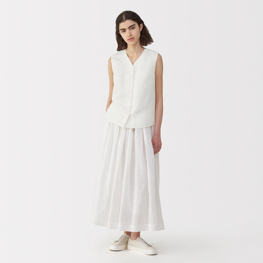 Women's linen silk sleeveless shirt Off WhiteS