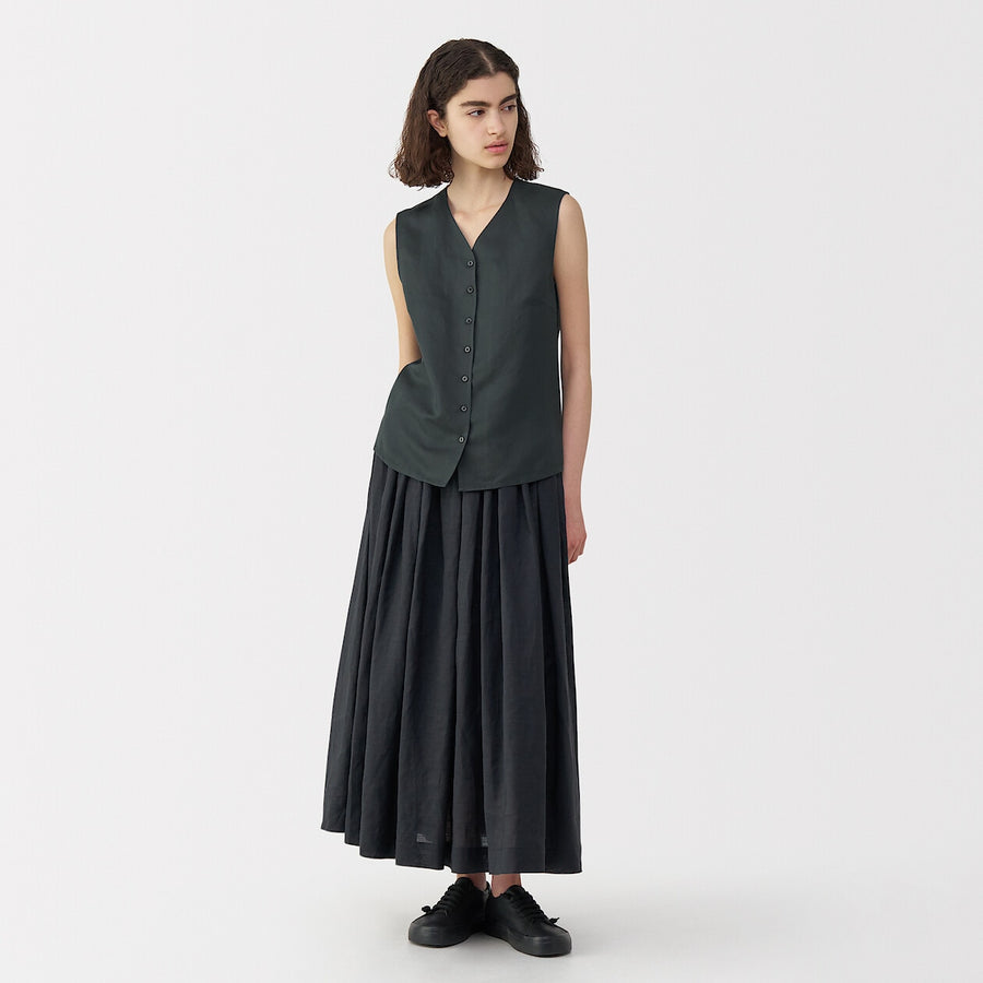 Women's linen silk sleeveless shirt Off WhiteS