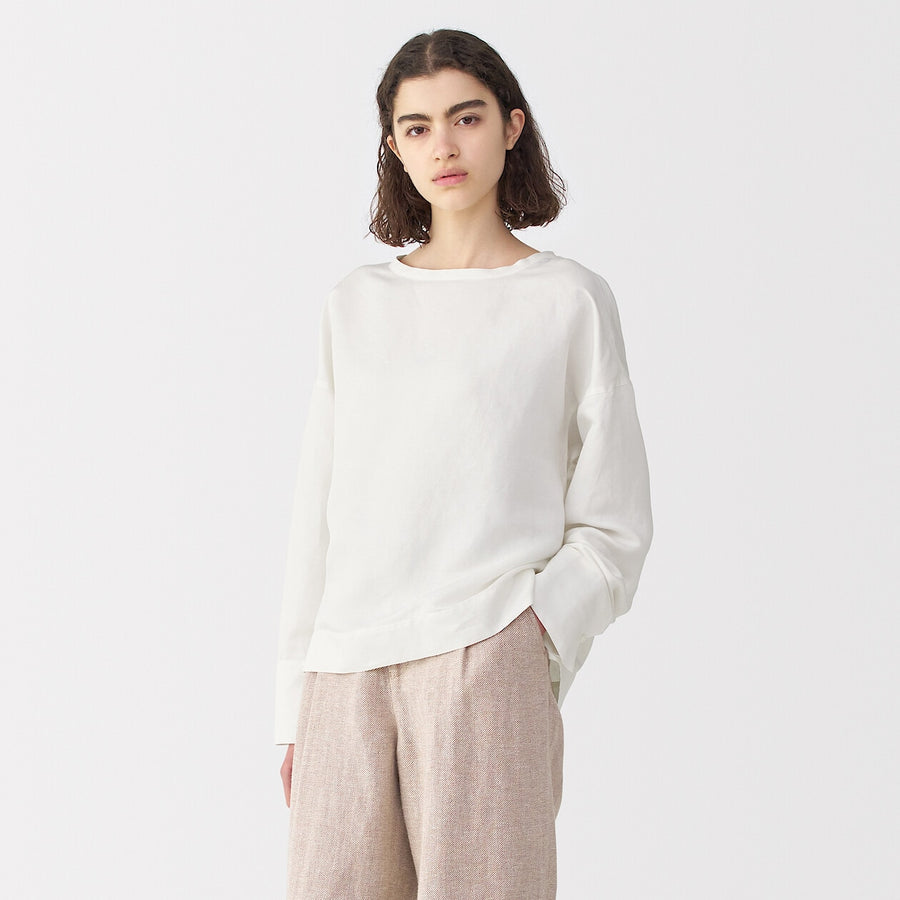 Women's linen silk long sleeve shirt Off WhiteS