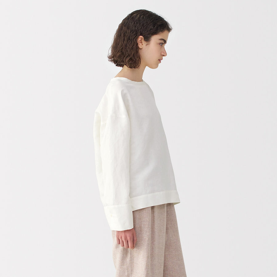 Women's linen silk long sleeve shirt Off WhiteS