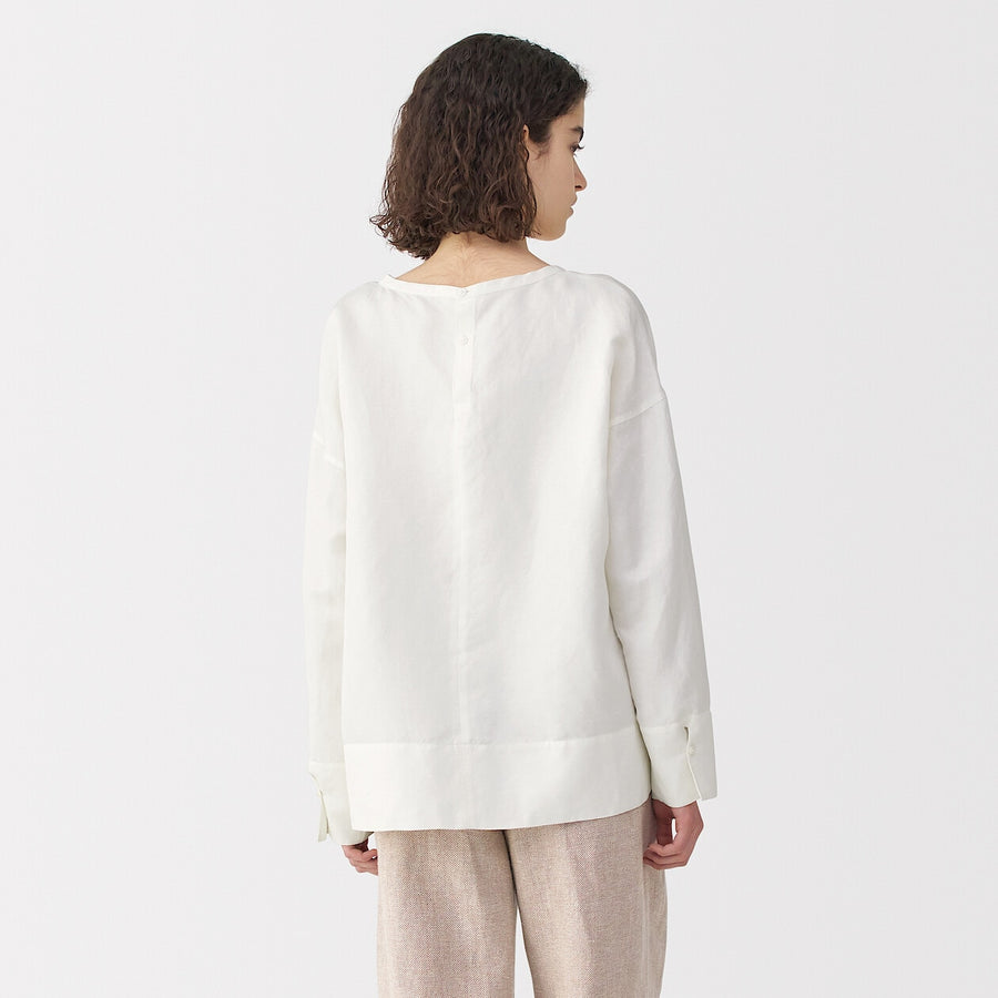 Women's linen silk long sleeve shirt Off WhiteS