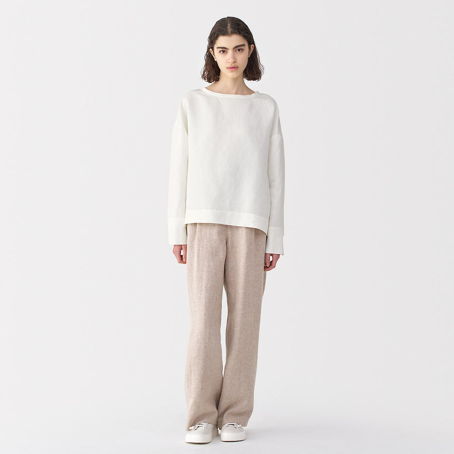 Women's linen silk long sleeve shirt Off WhiteS