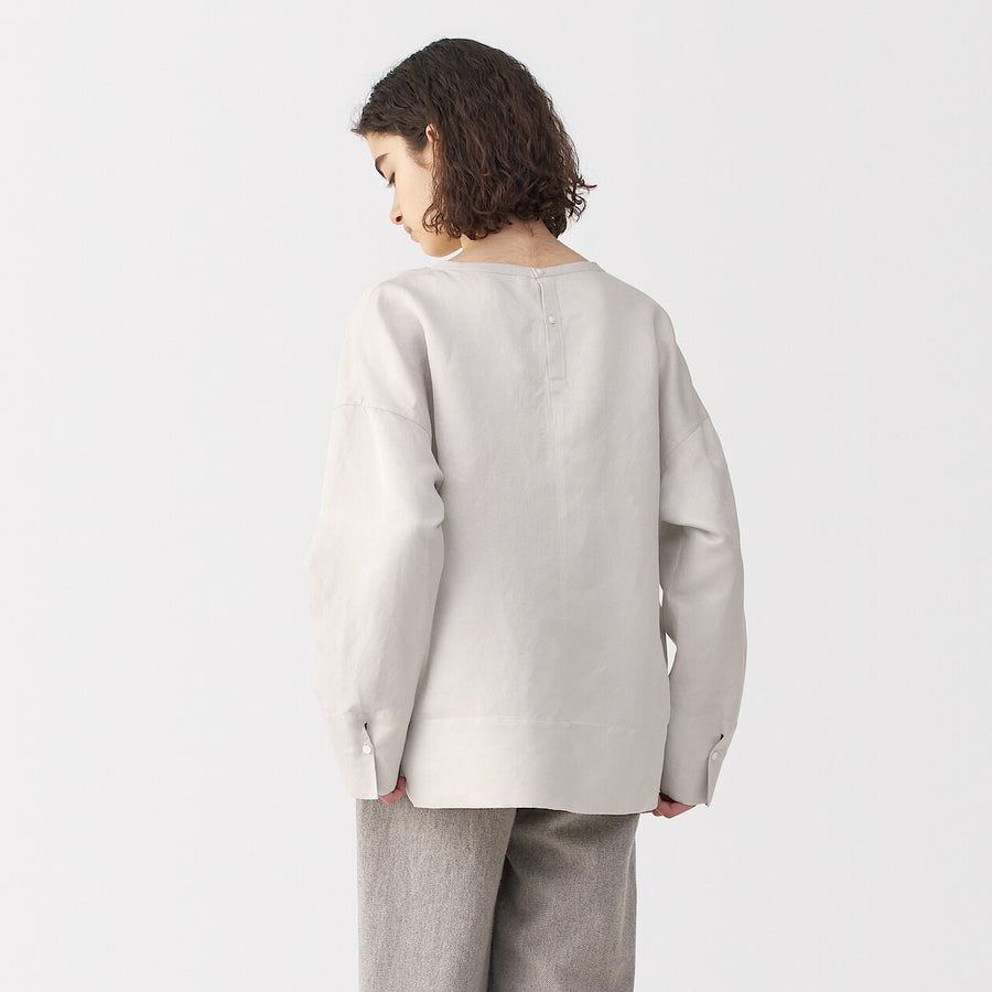 Women's linen silk long sleeve shirt Off WhiteS