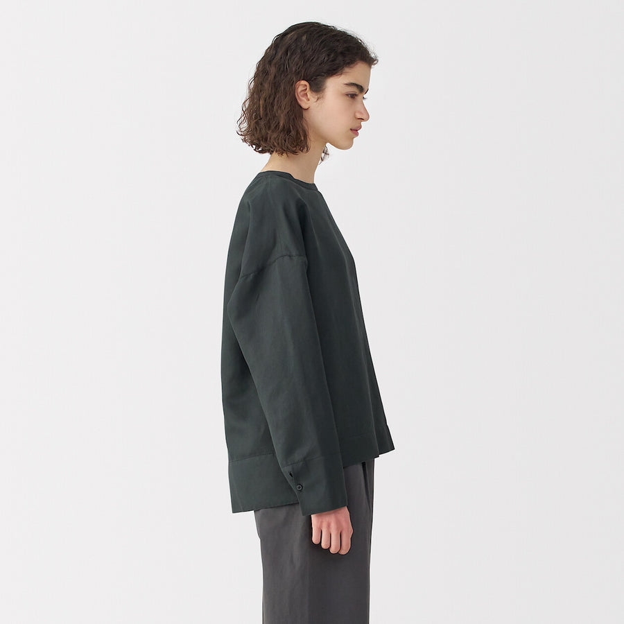 Women's linen silk long sleeve shirt Off WhiteS