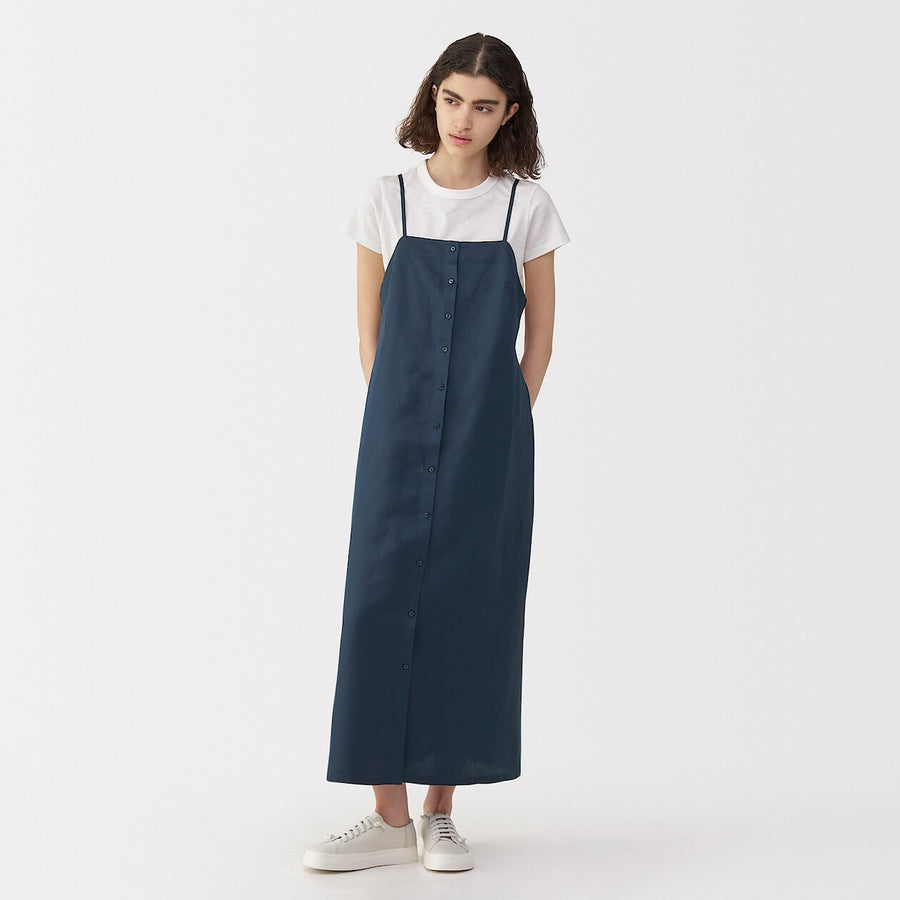 Women's linen silk dress NavyS