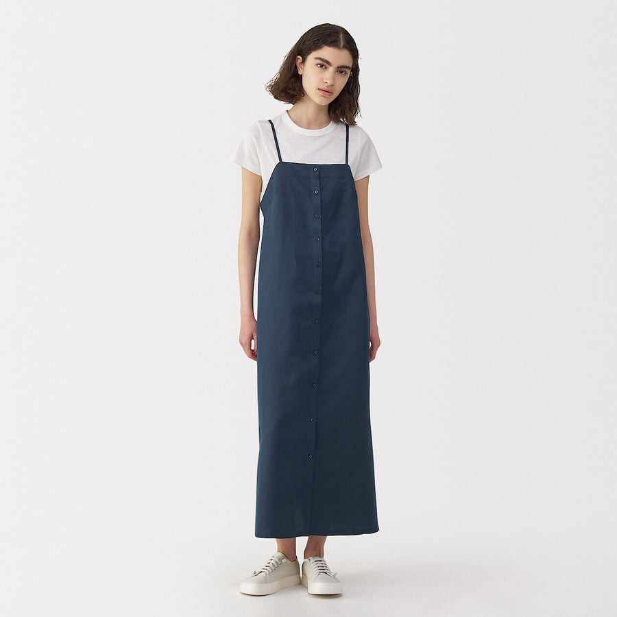 Women's linen silk dress NavyS