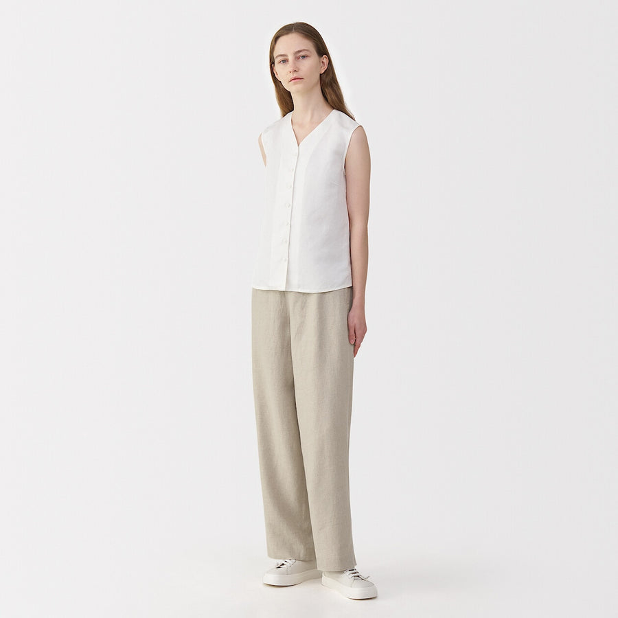 Women's linen wide pants NaturalXXS
