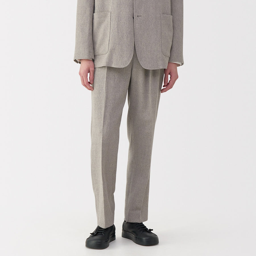 Men's linen blended wool straight pants GreyS