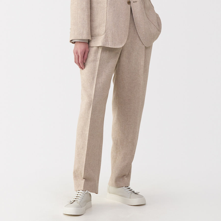 Men's linen blended wool straight pants GreyS
