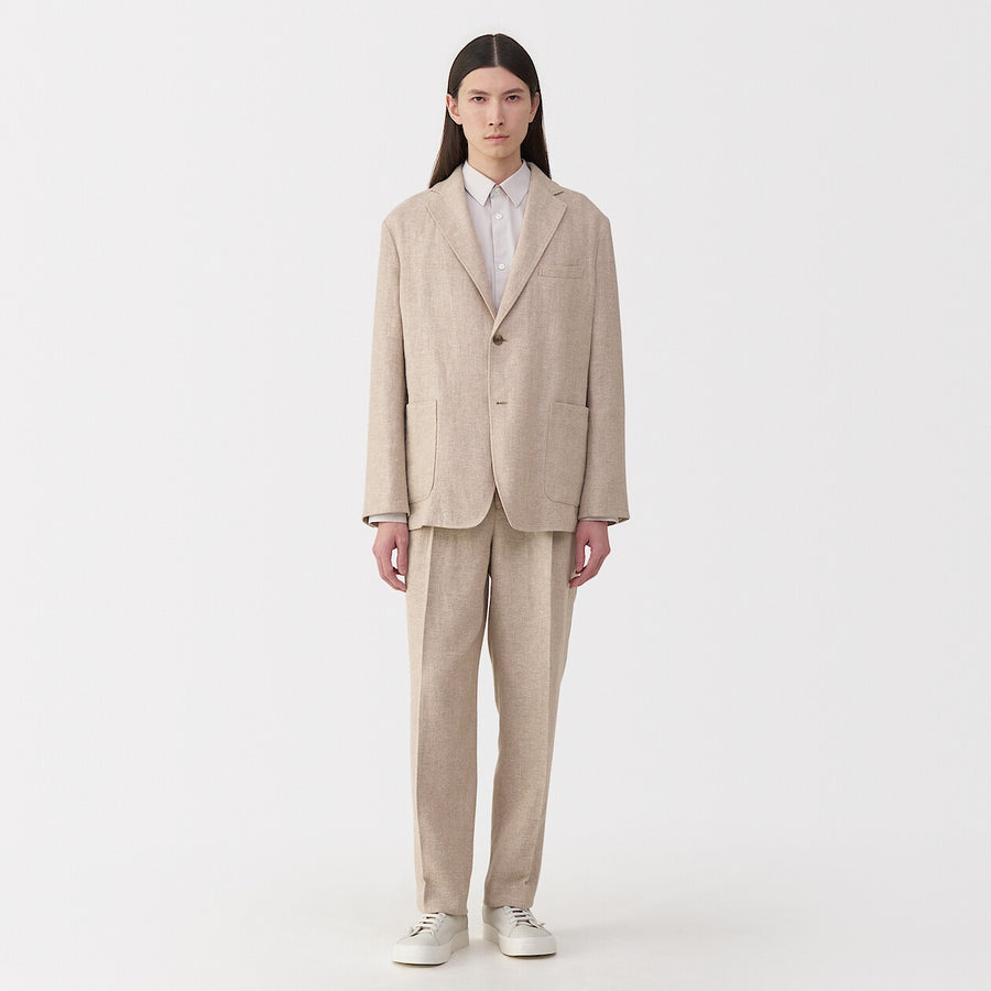 Men's linen blended wool straight pants GreyS