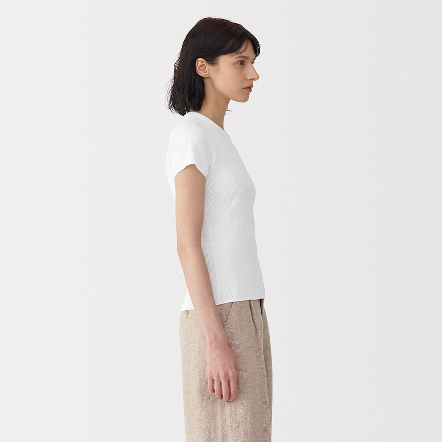 W's high twist cotton S/Slv knit pulloverOff WhiteS