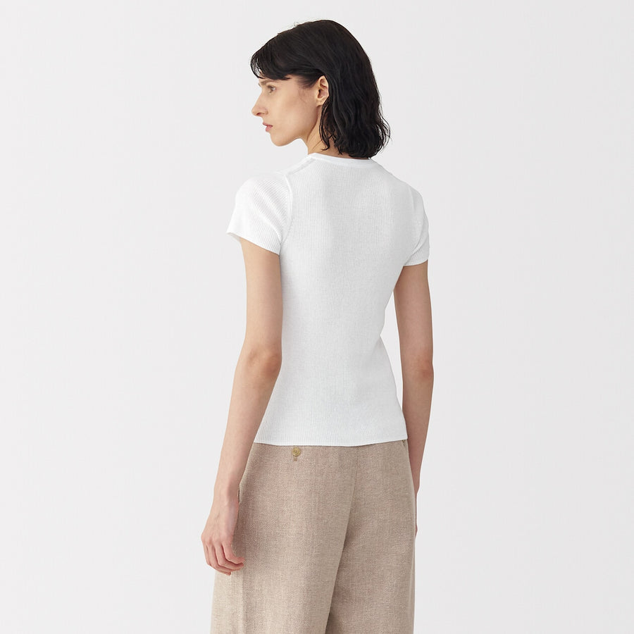 W's high twist cotton S/Slv knit pulloverOff WhiteS