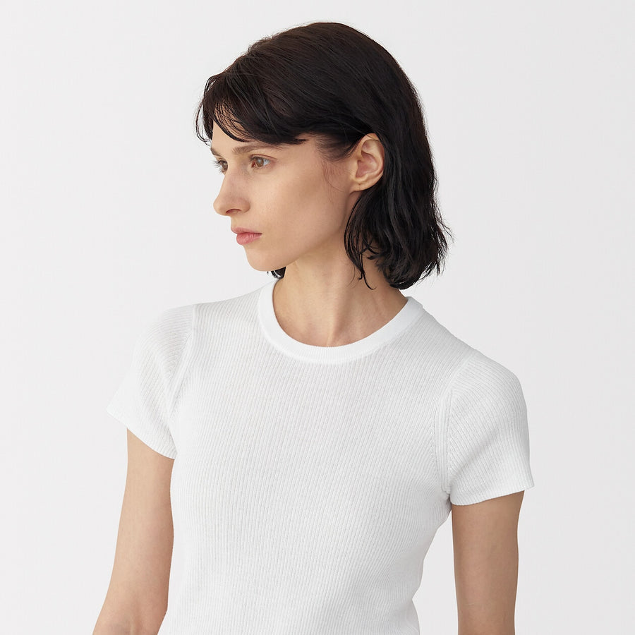 W's high twist cotton S/Slv knit pulloverOff WhiteS