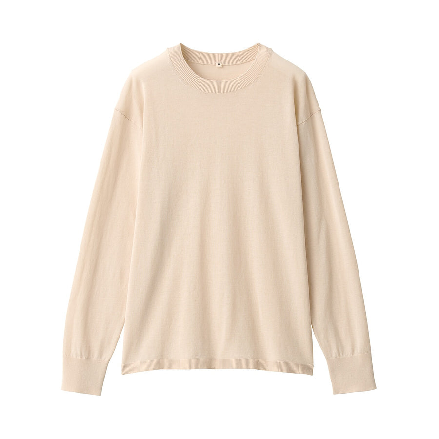 Women's cotton high gauge knit long sleeve pull overBlackS