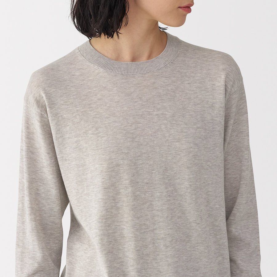 Women's cotton high gauge knit long sleeve pull overBlackS