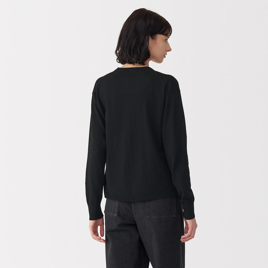 Women's cotton high gauge knit cardiganBlackS
