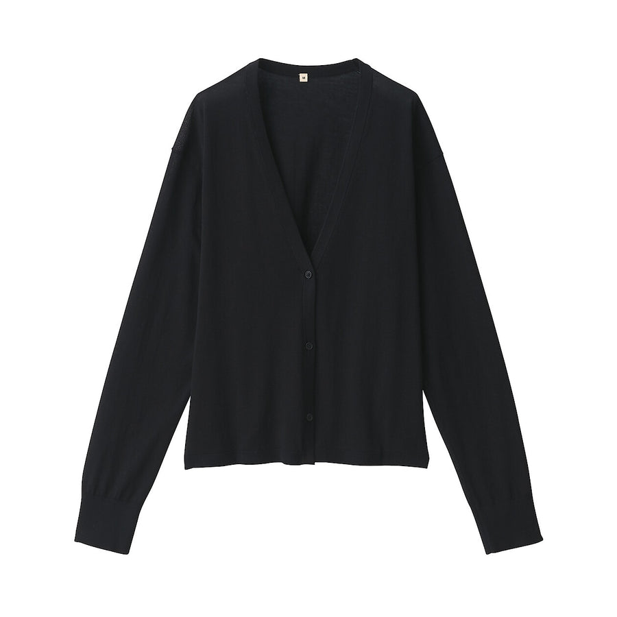 Women's cotton high gauge knit cardiganBlackS