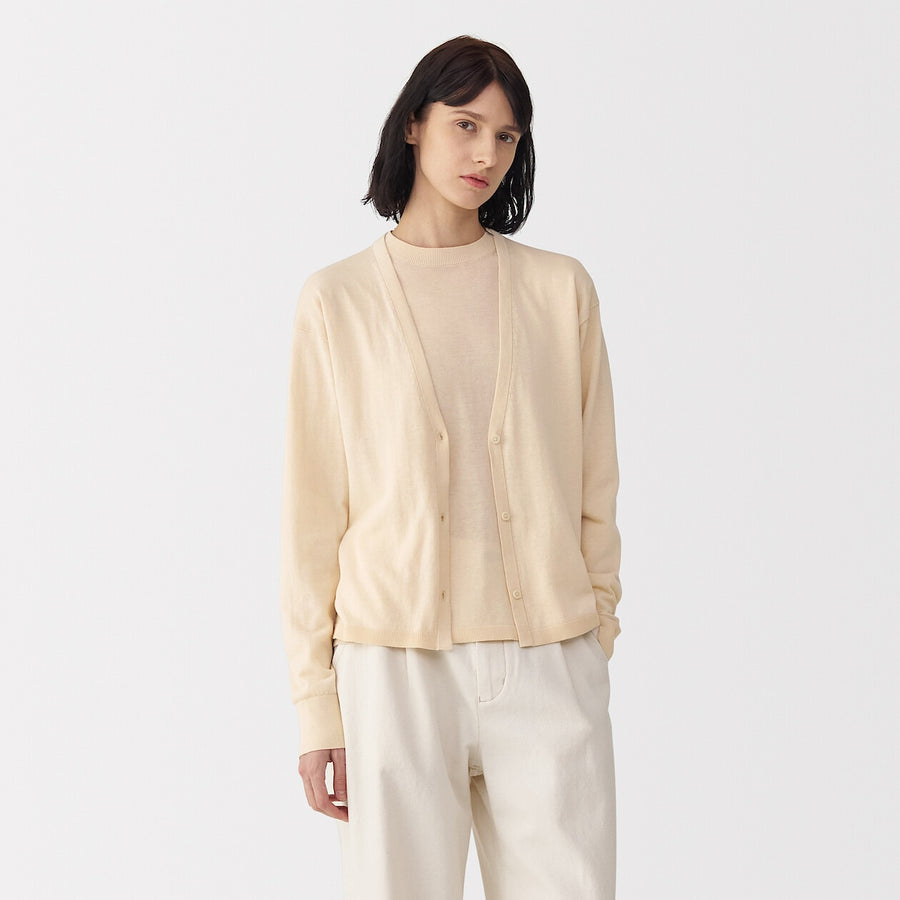 Women's cotton high gauge knit cardiganBlackS