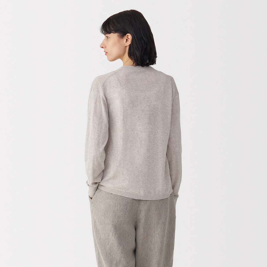 Women's cotton high gauge knit cardiganBlackS