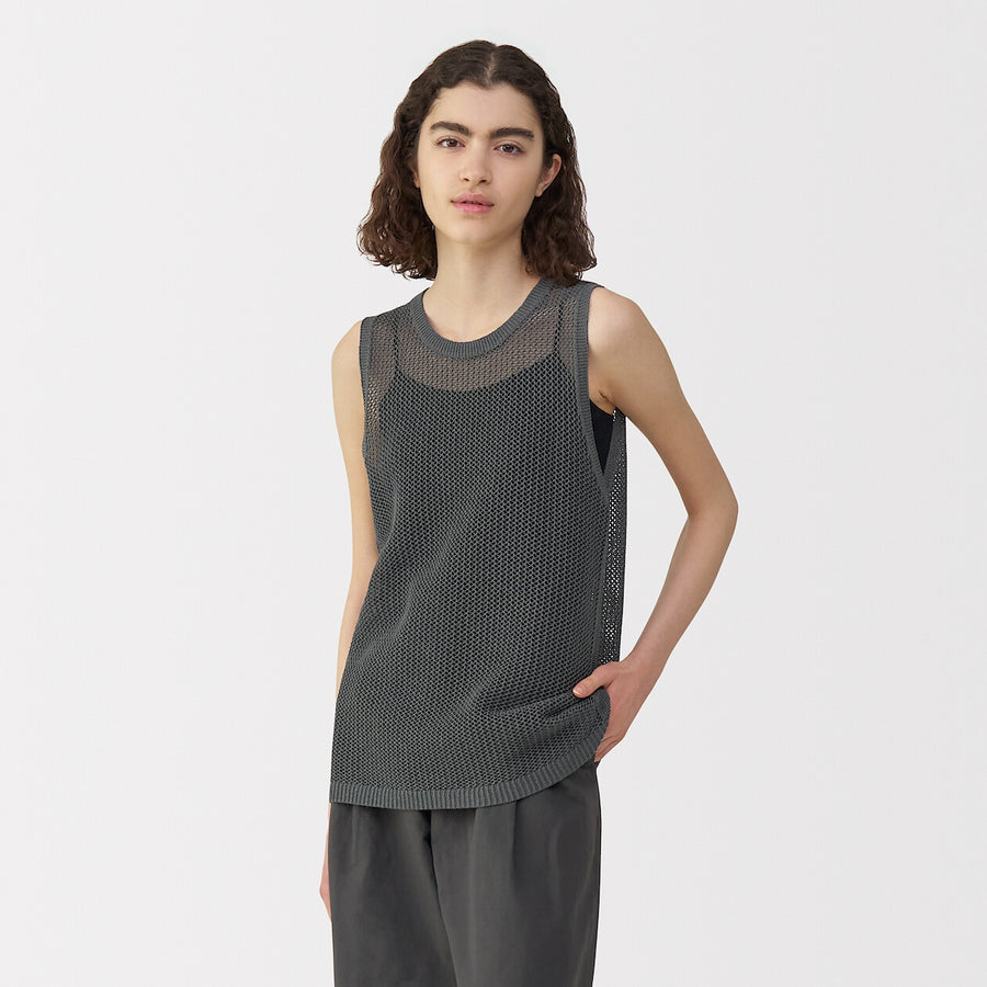 Women's washi blended knit sleeveless pull over C greyS