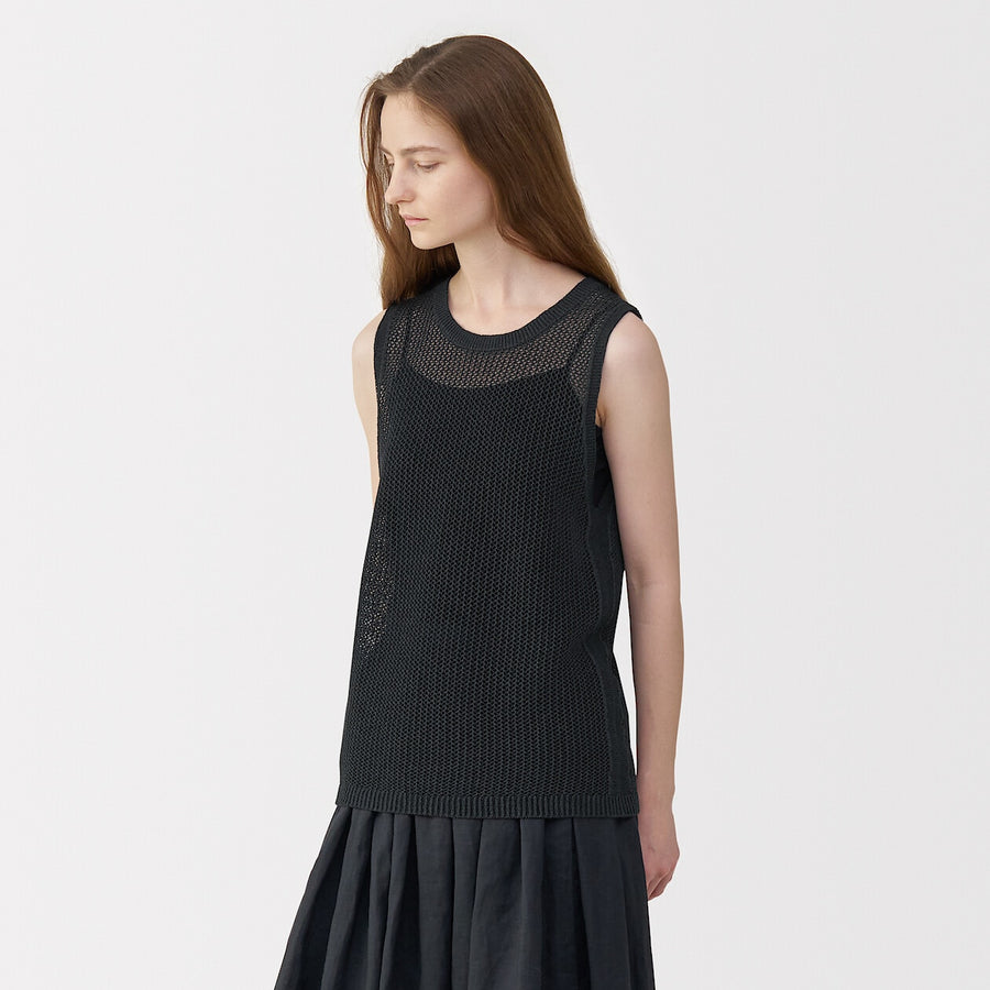 Women's washi blended knit sleeveless pull over C greyS