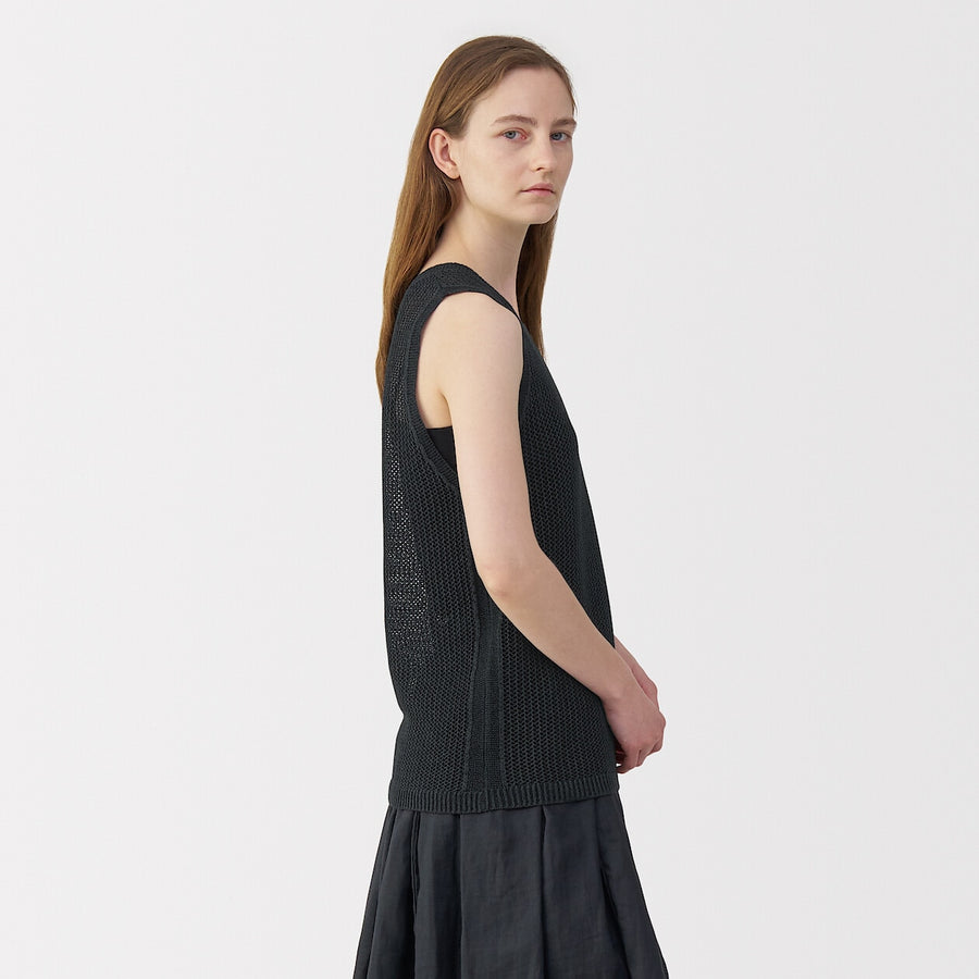Women's washi blended knit sleeveless pull over C greyS