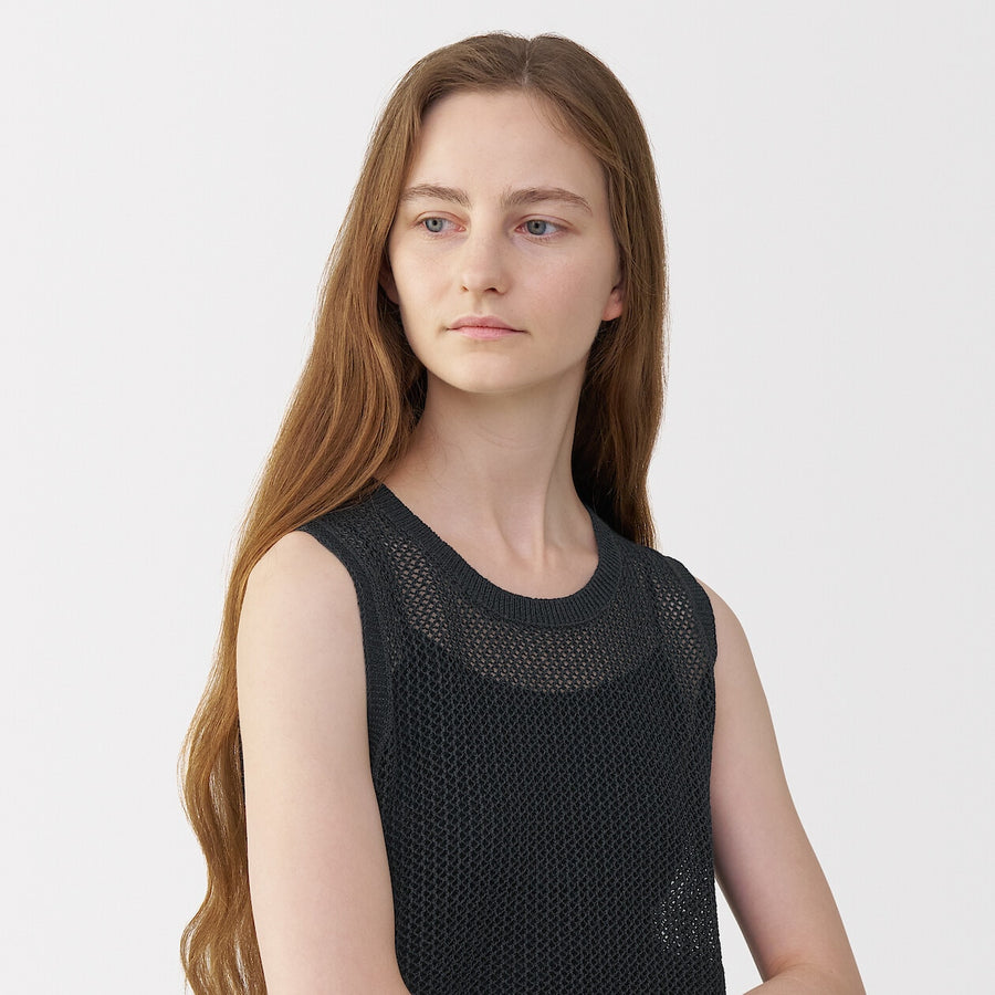 Women's washi blended knit sleeveless pull over C greyS