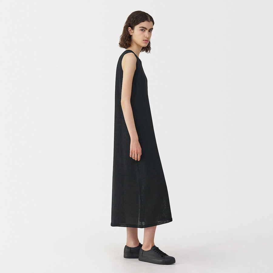 Women's washi blended knit sleeveless dress BlackS