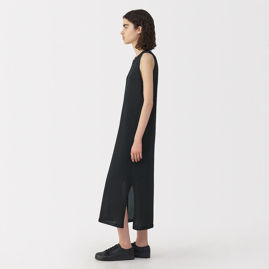 Women's washi blended knit sleeveless dress BlackS