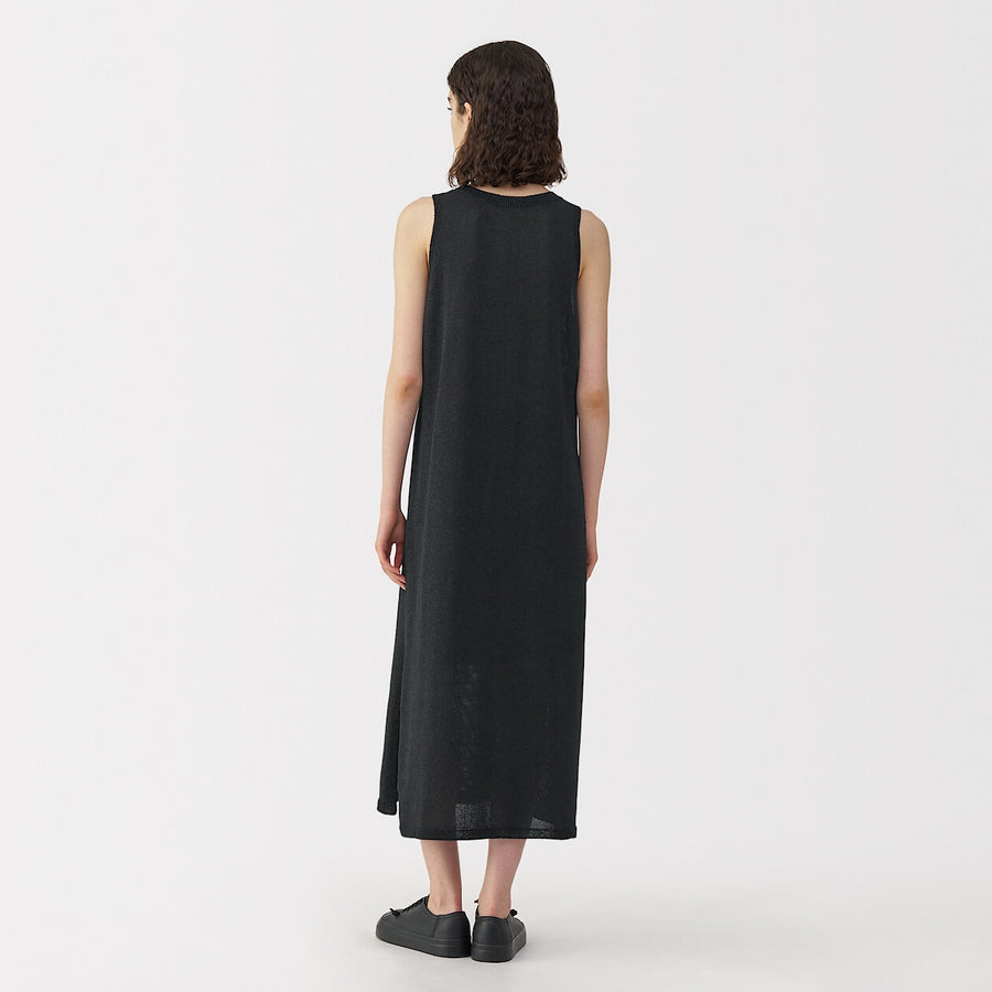 Women's washi blended knit sleeveless dress BlackS
