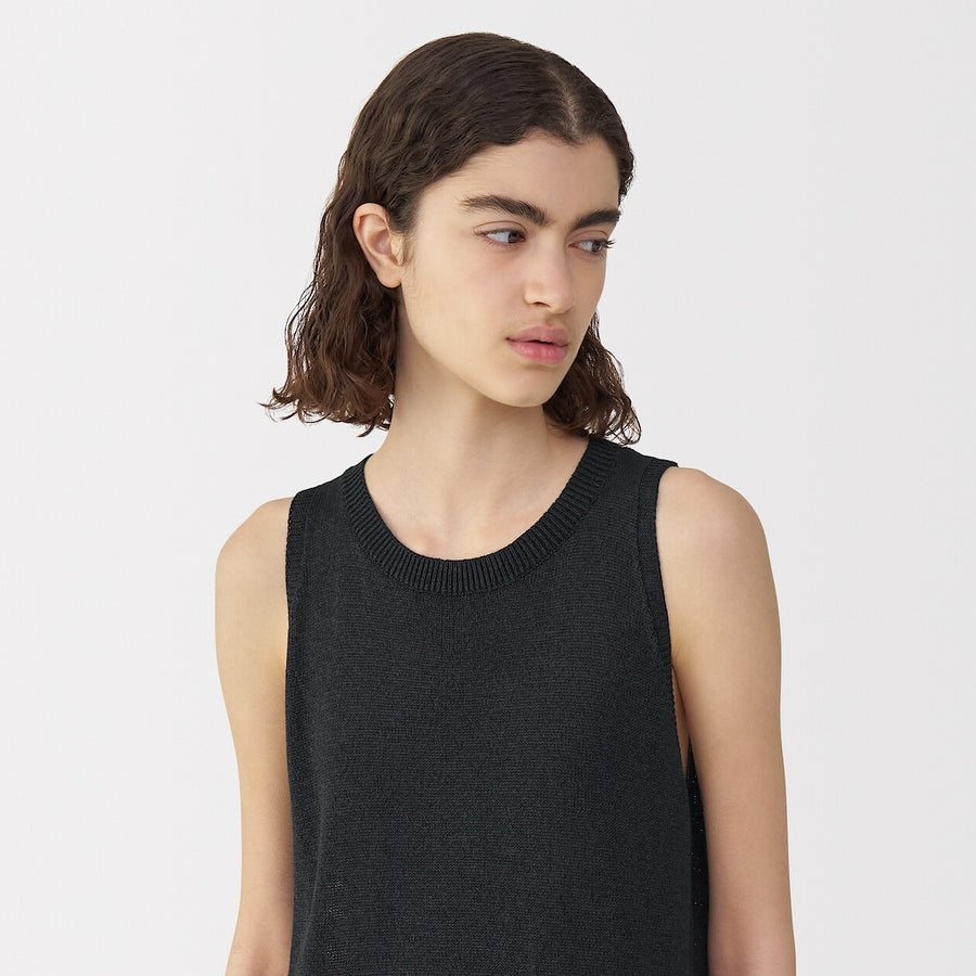 Women's washi blended knit sleeveless dress BlackS